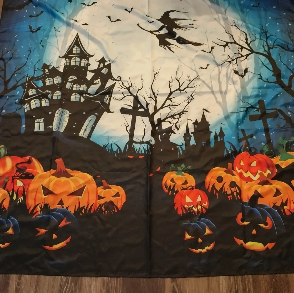 Halloween Spooky Pumpkin Graveyard House Witch Shower Curtain Standard Size